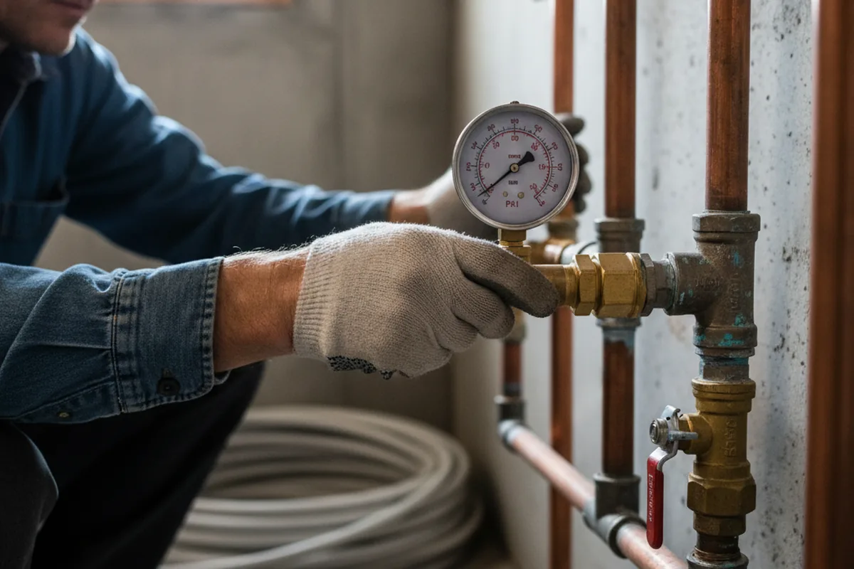Pressure testing a repaired line during Water Line Repair in Salisbury Center